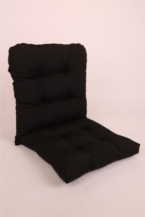 Neva Pofidik Siyah Arkalıklı Sandalye Minderi Özel Dikişli Bağcıklı 44x94 Cm 27701