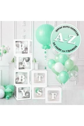 Şeffaf Harfli Beyaz Kutu ve Balon Seti Kendin Yap Bebek Çocuk Doğum Günü Süsleme MM2399