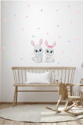 Sevimli Tavşan Arkadaşlar Çocuk Odası Duvar Sticker d2743
