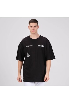 Siyah Minimal Baskılı Oversize T-shirt SP-016