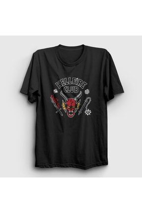 Unisex Siyah Hellfire Club Dizi Stranger Things T-shirt 309475tt