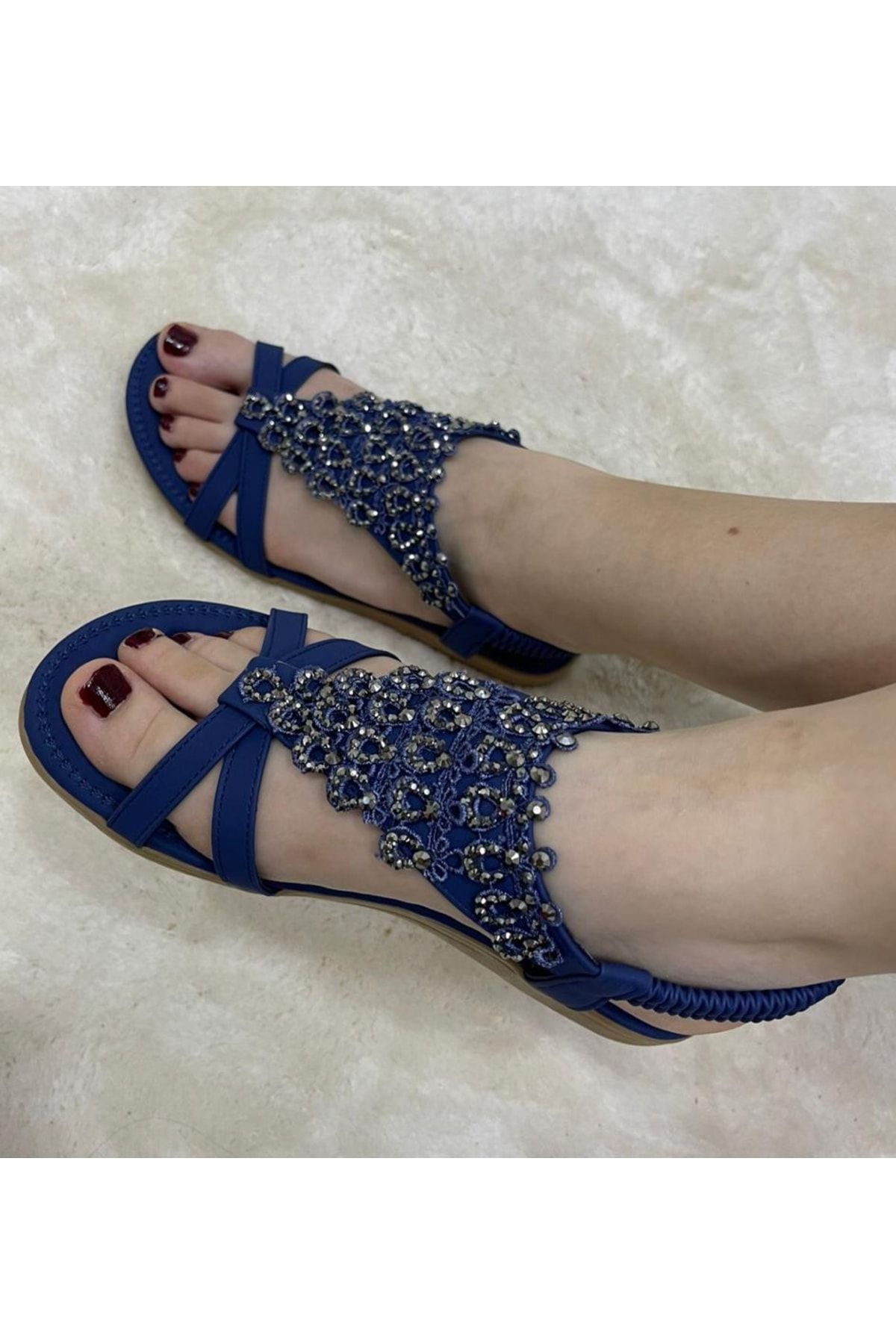 Navy flat sandals hotsell
