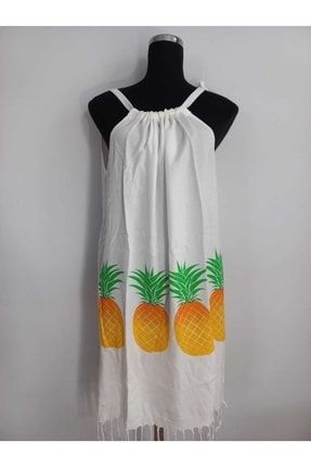 Ananas Baskılı Ip Askılı Plaj Elbisesi AİPE1