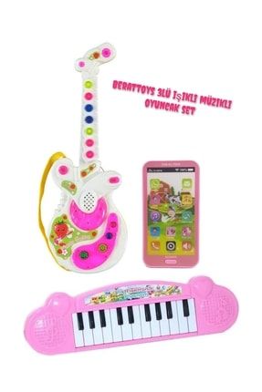Müzikli Mini Gitar(35CM)&ışıklı Müzikli Telefon(15CM)mini Piyano (35CM) iişşlpio
