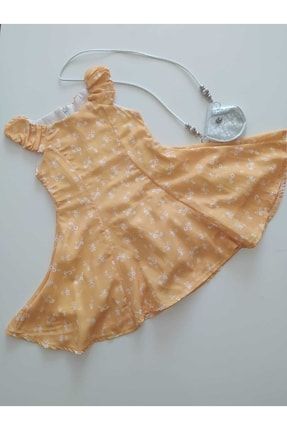 Çiçekli Astarlı Çantalı Kız Elbise 354400