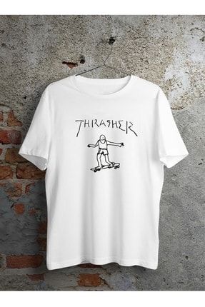 Thrasher Tasarım Regular Kalıp Beyaz Tshirt THRASHER01