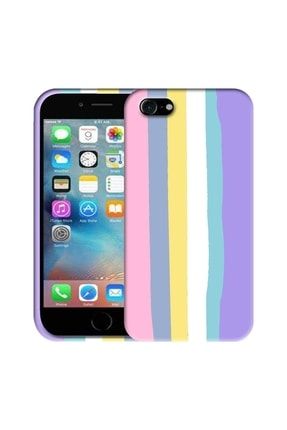 Iphone 7 8 Se 2020 Uyumlu Kılıf Gökkuşağı Rainbow Liquid Lansman Silikon Lila HC-Raibow-Liquid-ip7