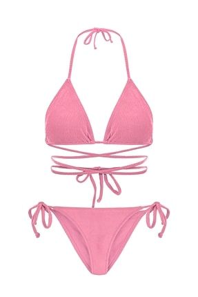 Havlu Pembe Üçgen Bikini Takım 211-1002