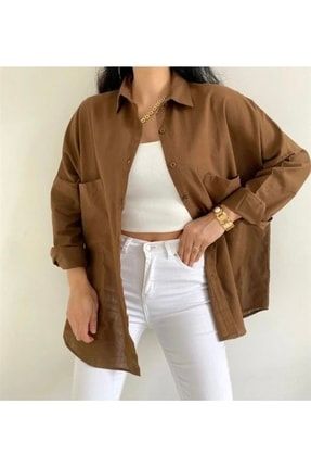 Kadın Oversize Keten Gömlek ktngmlk001