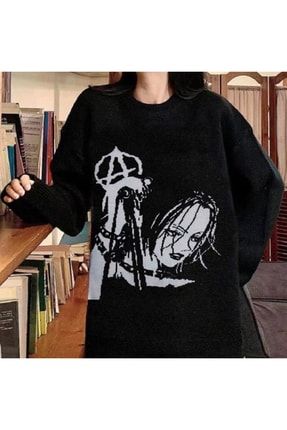 Gothic Girl Harajuku Vintage Streetwear Unisex Siyah Kazak Gotikgırl1