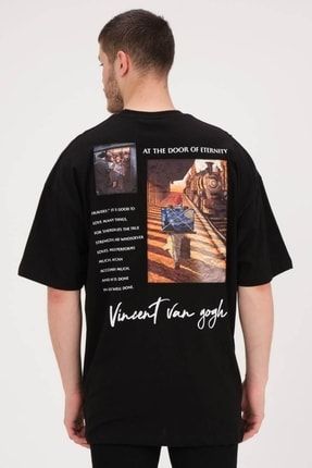 Siyah Vincent Van Gogh Sonsuzluğun Kapısında Baskılı Oversize Tshirt 4230