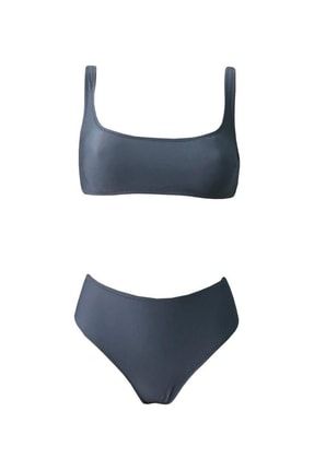 Riona U Yaka Yüksek Belli Bikini Mavi Oshieabkn120