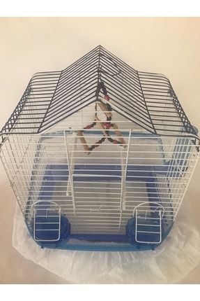 Çift Kapılı Tam Takım Muhabbet Kuşu Kafesi (44x33x23) Mavi 13