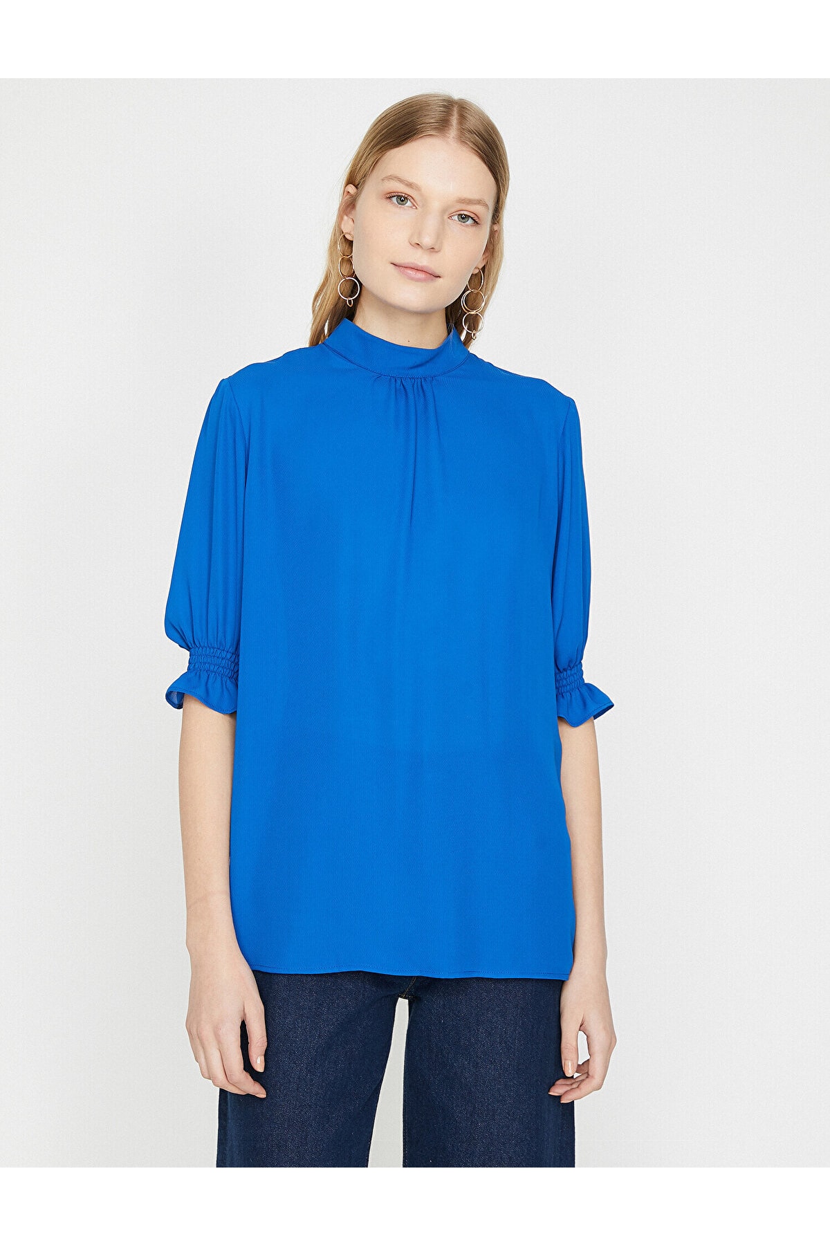Koton Bluse Blau Regular Fit Fast ausverkauft