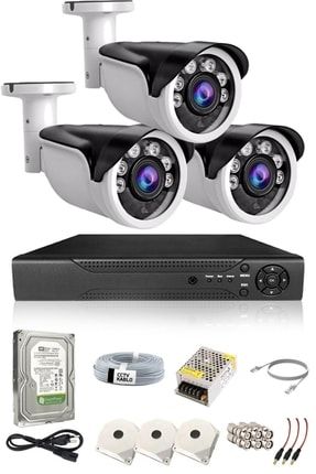 Güvenlik Kamerası 3 Kameralı Set. Tak Çalıştır. Gece Görüşlü Ve Ahd 2 Mp. 2 Yıl Garantili XMEYE 1004