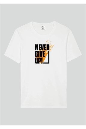 Unisex Beyaz Regular Fit %100 Pamuk Baskılı T-shirt GUFONEVER