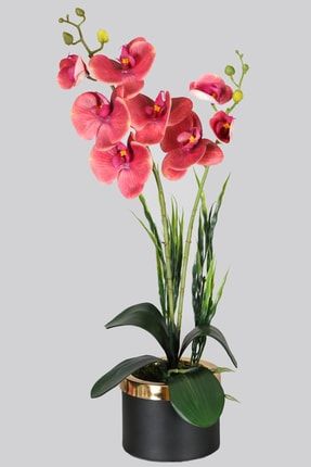 Mini Metal Saksıda Mini Yapay Islak Orkide Tanzimi 55 Cm Pastel Fuşya YPCCK-FKYT-1005