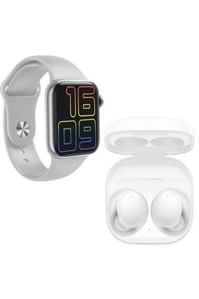 Samsung Galaxy Buds Uyumlu Beyaz Bluetooth Kulaklık Hw12 Full Ekran Smartwatch Gri Akıllı Saat 8430