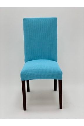 Turkuaz Mavi Renk Piti Kare Sandalye Kılıfı Yıkanabilir Likralı Lastikli Standart 1 Adet Tekli Örtü lsk12