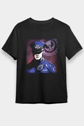 Polis Siyah Unisex T-shirt T9992