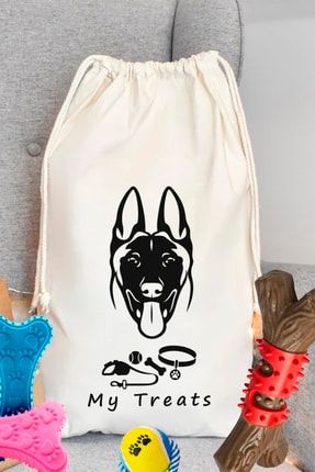 Yıkanabilir Malinois Desenli 100% Pamuk Köpek Eşya Ve Mama Düzenleyici Torba - Organizer | Perro KSPKT