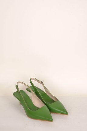 Kadın Alçak Topuk Sivri Burun Arka Açık Klasik Topuklu Ayakkabı WMNKLS08