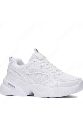 Beyaz Shoes Texin Dolgu Topuk Günlük Spor Ayakkabısı BEYAZ0011