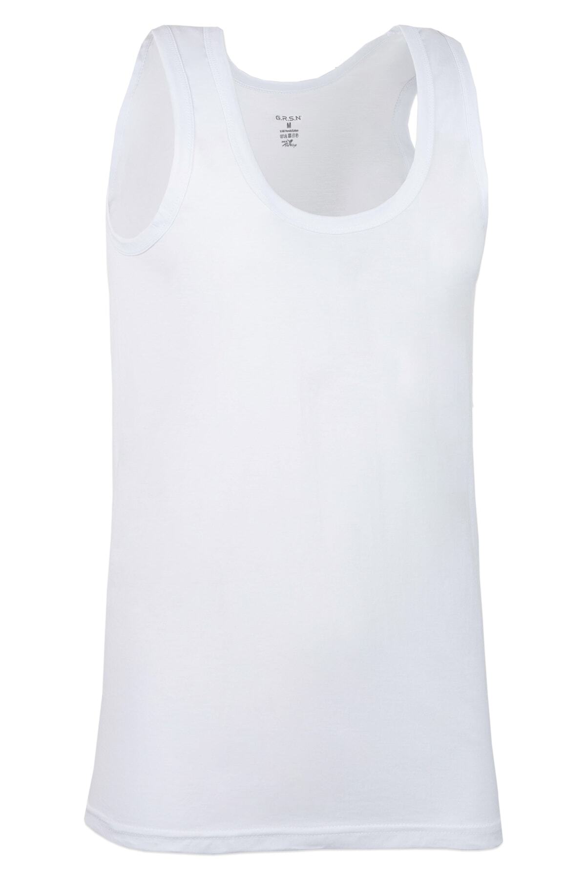GRSN-6-Piece Boy's White 100% Cotton Soft Breathable Strap Ribbed Tank Top 4