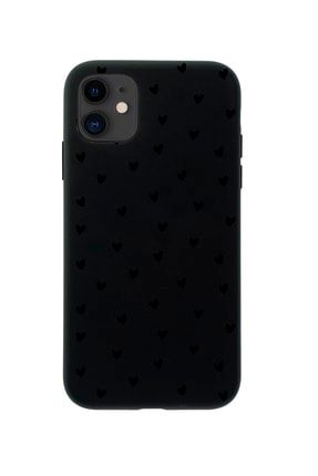Iphone 12 Minik Kalpler Siyah Tasarımlı Siyah Telefon Kılıfı BCIPH12MNKKLPSYH