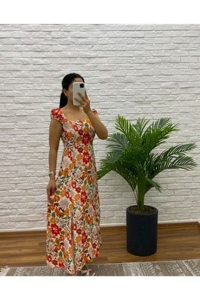 Çiçek Desenli Yazlik Elbise Cgdmm3