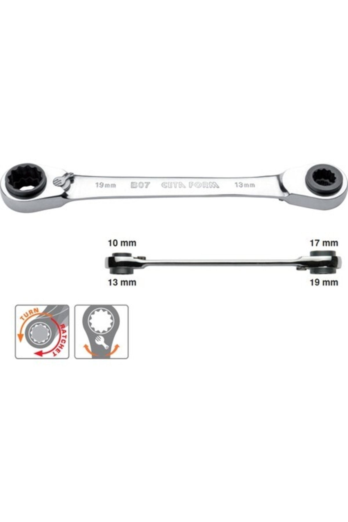 CETA FORM-Form 4-Piece Socket Combination Wrench 10,13,17,19Mm-Ceta B07-B01 1