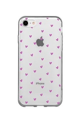 Iphone 7 Minik Kalpler Mor Desenli Şeffaf Telefon Kılıfı BCIPH7SEFMNKKLPMOR
