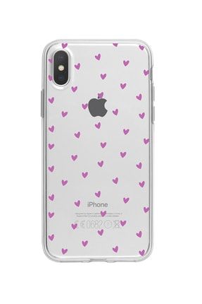 Iphone X Minik Kalpler Mor Desenli Şeffaf Telefon Kılıfı BCIPHXSEFMNKKLPMOR