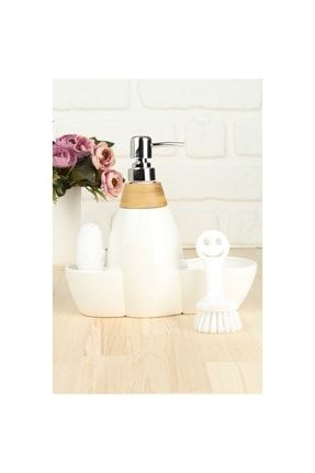 Porselen Sıvı Sabunluk & Fırça & Sünger Set TR-250