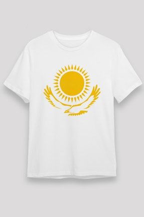 Kazakistan Beyaz Unisex Tişört T-shirt T17399