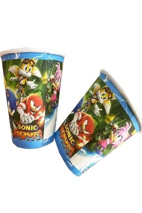 8'li Sonic Boom Konsepti Karton Parti Bardağı Süper Sonik Temalı Bardak 280620221032