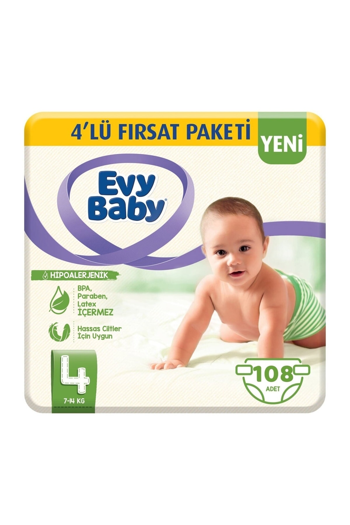 Evy Baby Bebek Bezi 4 Beden Maxi 4'lü Fırsat Paketi 108 Adet (YENİ)