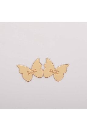 Kelebek Model - Altın Renk Pleksi Yapışkanlı Bebek Hediyelik - 30 Adet TYC00490639960