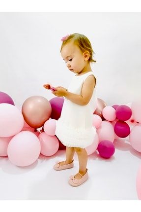 Ki. Iz Bebek Tüllü Özel Gün Parti Doğum Günü Elbisesi-beyaz CANDY