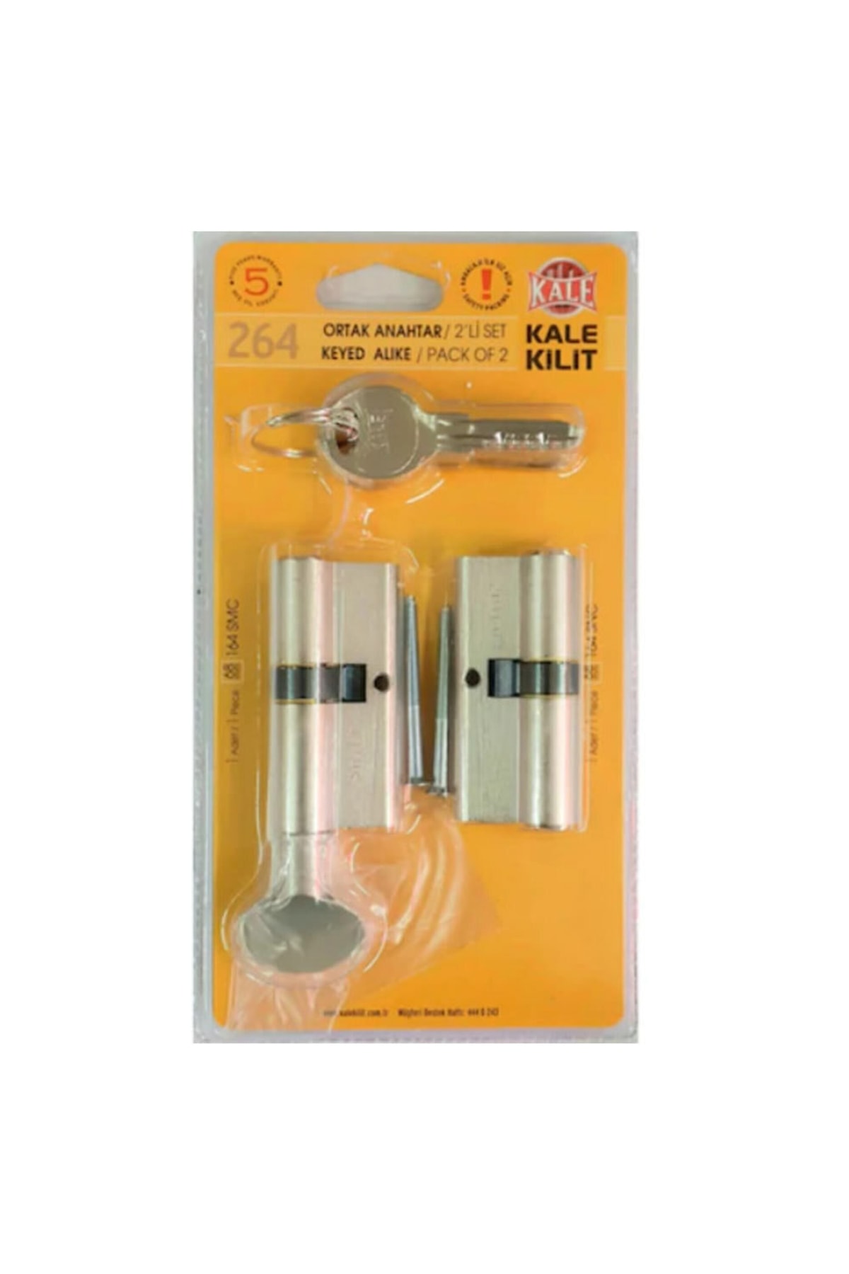 Kale Kilit Kale 264 Ikiz Anahtarlı Bilyalı Barel Çelik Kapı Kilidi 68 Mm