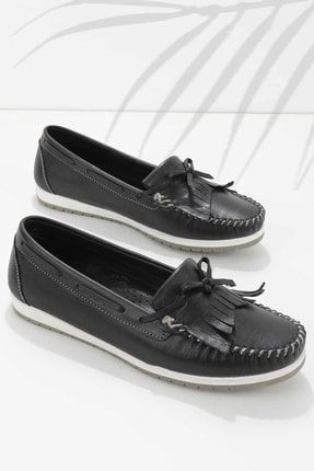 Siyah Leather Kadın Loafer Ayakkabı K01529620703