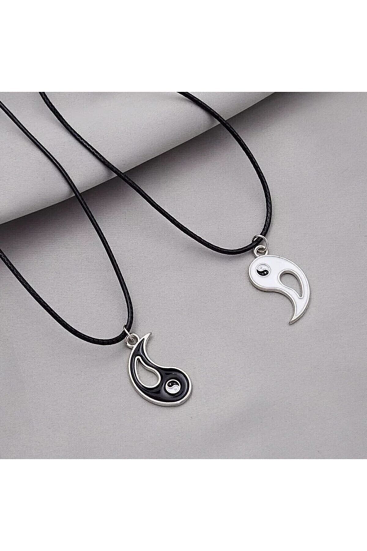 TREND COLLECT ON 2 Pieces Ying Yang Necklace Dear Friendship Best Friends Necklace