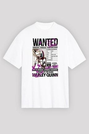Harley Quinn Beyaz Unisex Oversize Tişört T-shirt OS5602