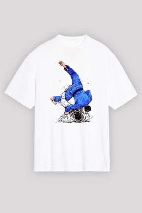 Judo Beyaz Unisex Oversize Tişört T-shirt OS7788