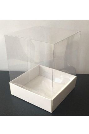 7x7x7 Cm Altı Beyaz Karton Üstü Asetat Kutu 50-adet 1 KALİTE KRAFT