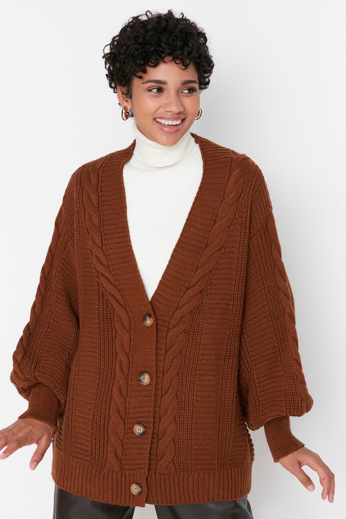 Trendyol Modest Cardigan - Brown - Regular fit
