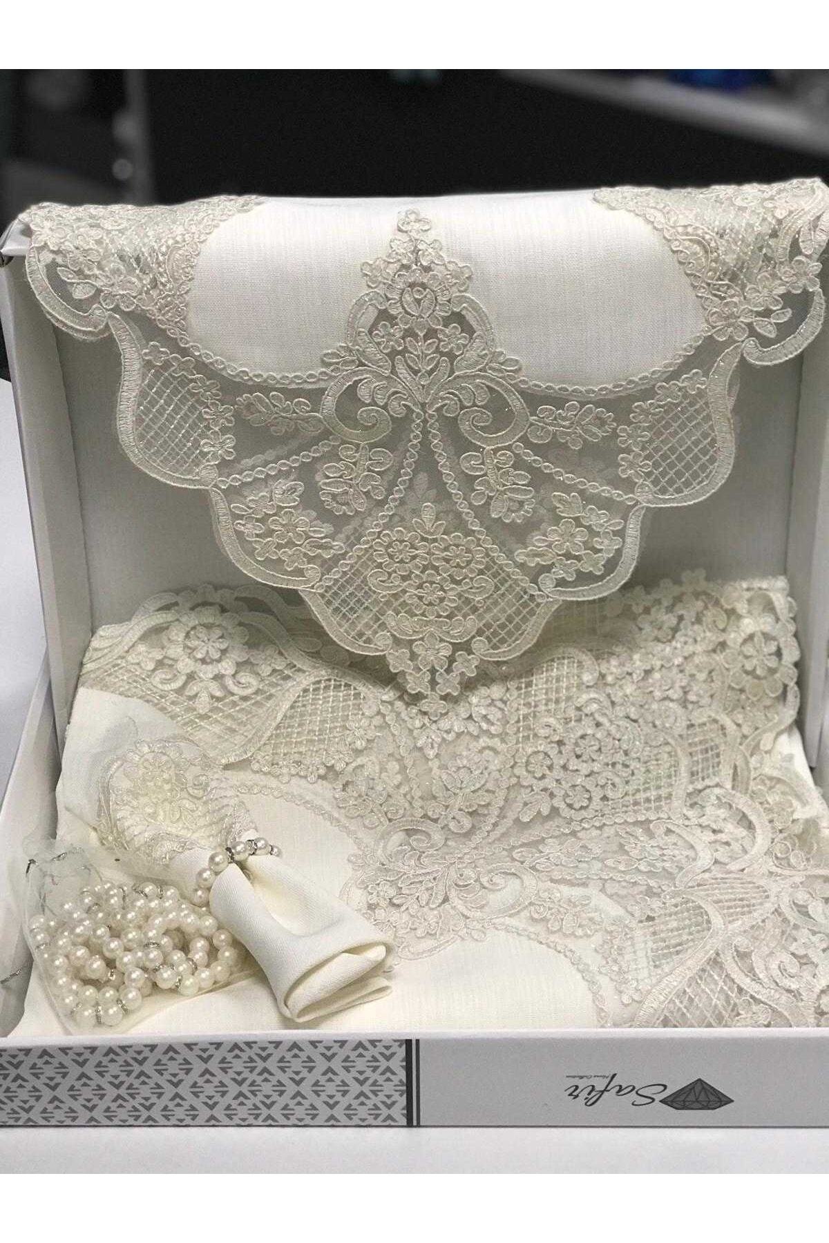 ZEN HOME Elegance Keten Dertsiz Fransız Güpürlü 26 Parça Masa