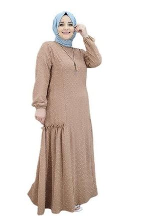 Kadın Puantiyeli Omuzları Fırfır Detay Ve Kolyeli Tesettür Elbise PYS08044-45