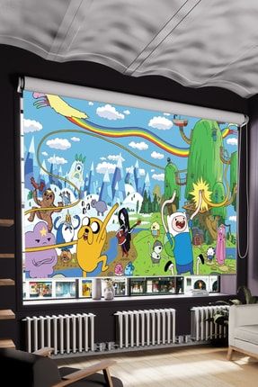 Baskılı Stor Perde Adventure Time - genç Odası - Mutfak- Oturma Salon - Baskılı Stor Perde AdventurStor1