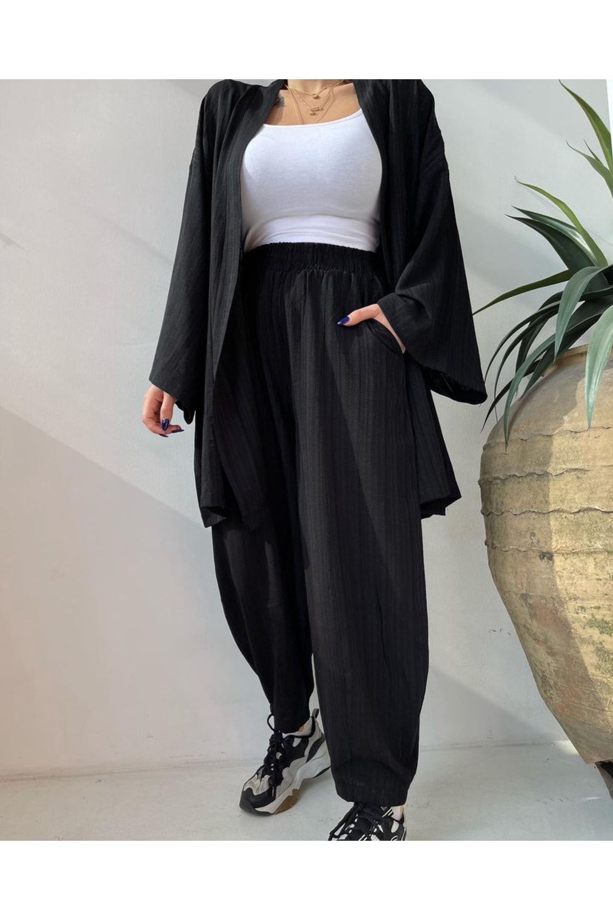 Cotton seersucker harem jumpsuit shop